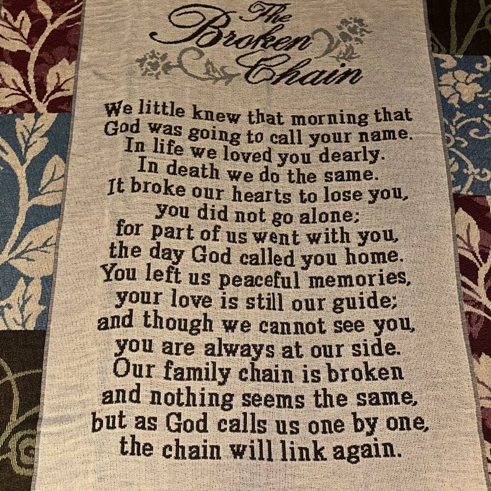 THE BROKEN CHAIN BEREAVEMENT TAPESTRY THROW BLANKET - 50